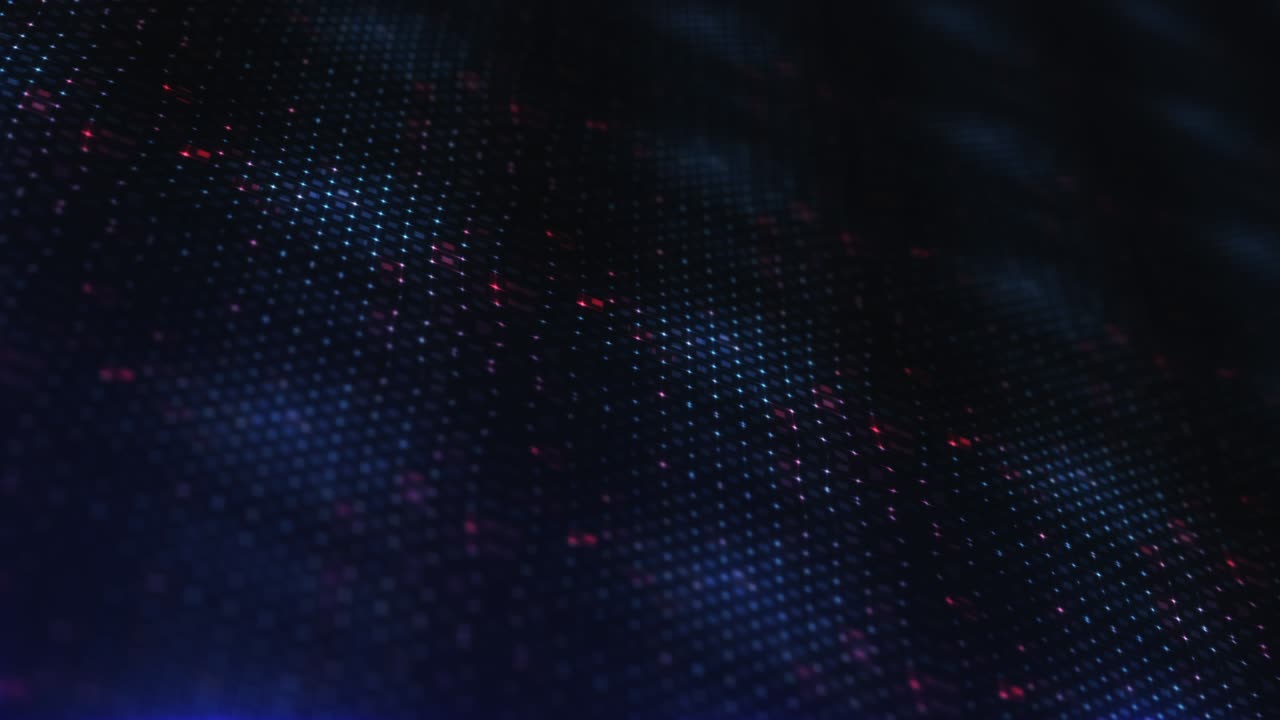 Blue Hi-Tech Neon Light 10 to 0 Count down matrix tile pattern on digital led wall display motion background. 4K 3D rendering seamless loop ten seconds countdown for opener, festive event, New Year.