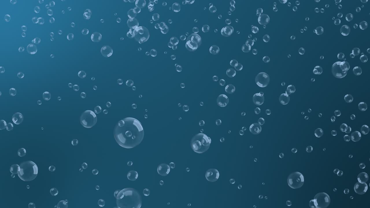 4k 3d air bubbles in water rising up to surface on background bubbles floating under transparent