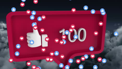 animación de emoticones flotando como la reacción de las redes sociales y las nubes