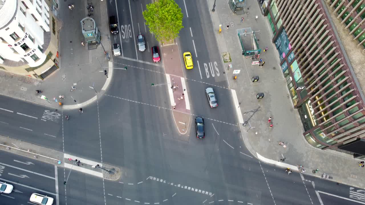 karstadt Galeria Kaufhof Houses Canyon Kudamm.Marvelous aerial view flight tilt up drone footage of Kurfürstendamm Berlin at summer day sunset July 2022. P. Marnitz 4k Cinematic view from above