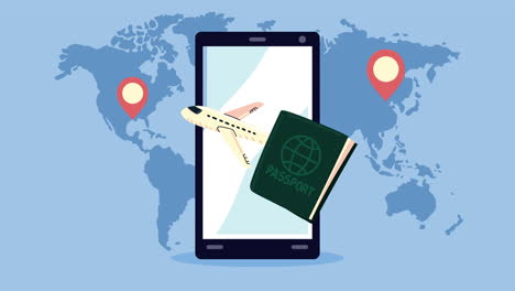 smartphone with travel app animation