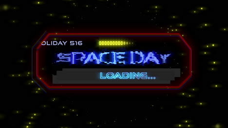 Space Day on digital screen with HUD elements in galaxy