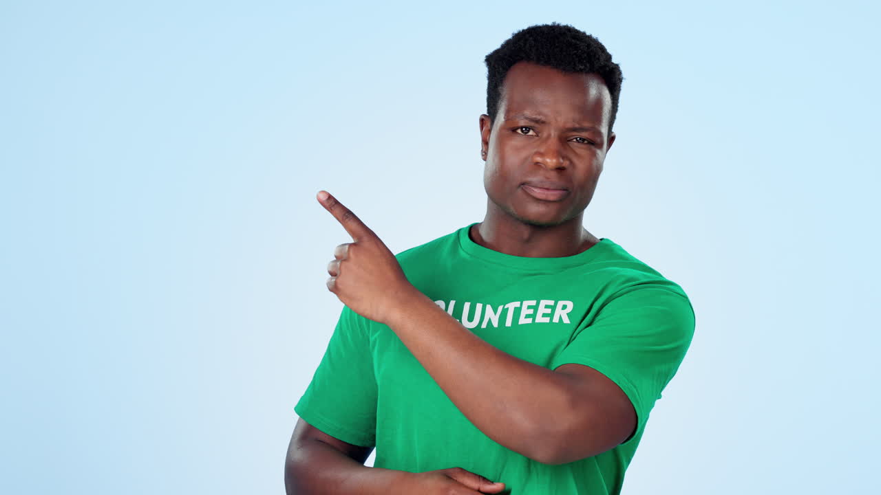 cara, voluntario y hombre negro con oportunidad