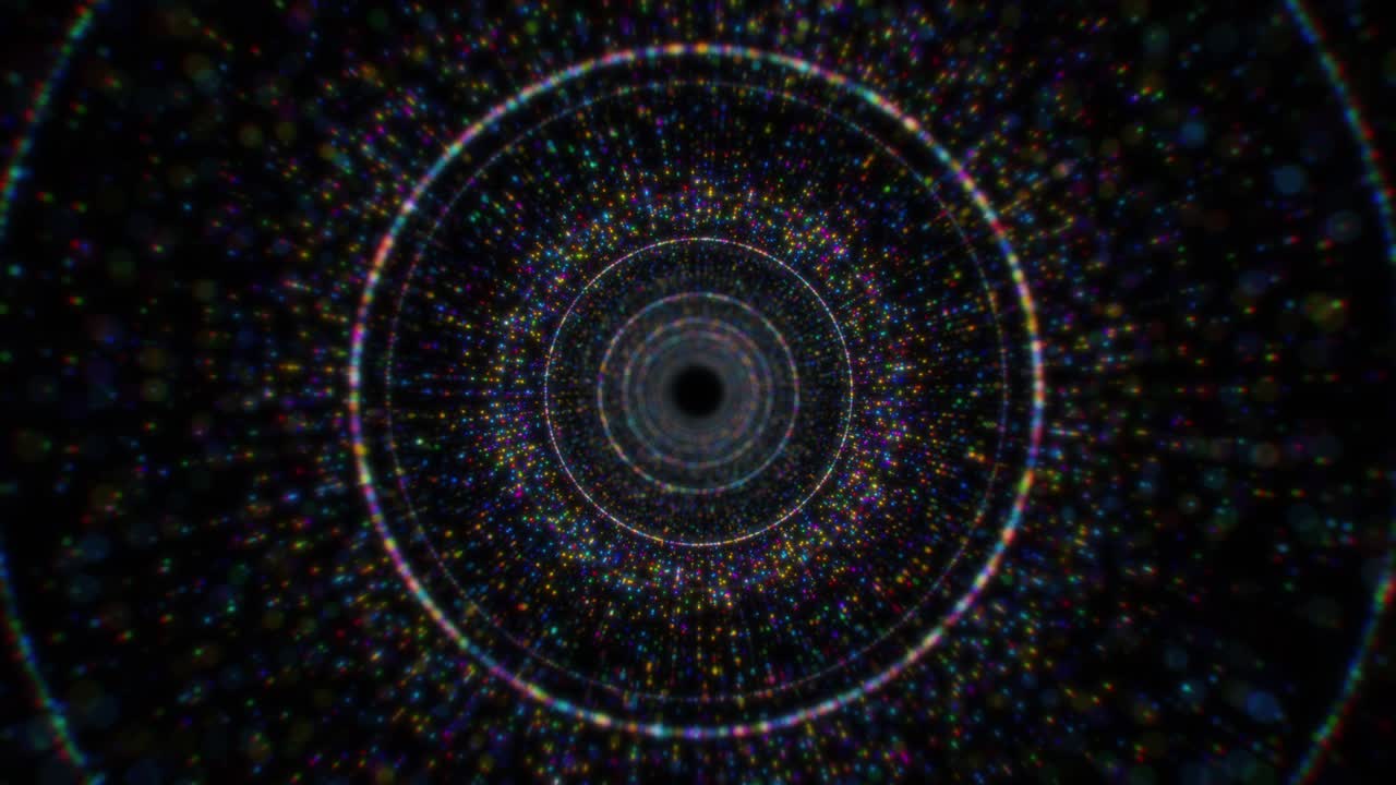 Modern Multicolored Particle Abstract Circle Tunnel Looping Background