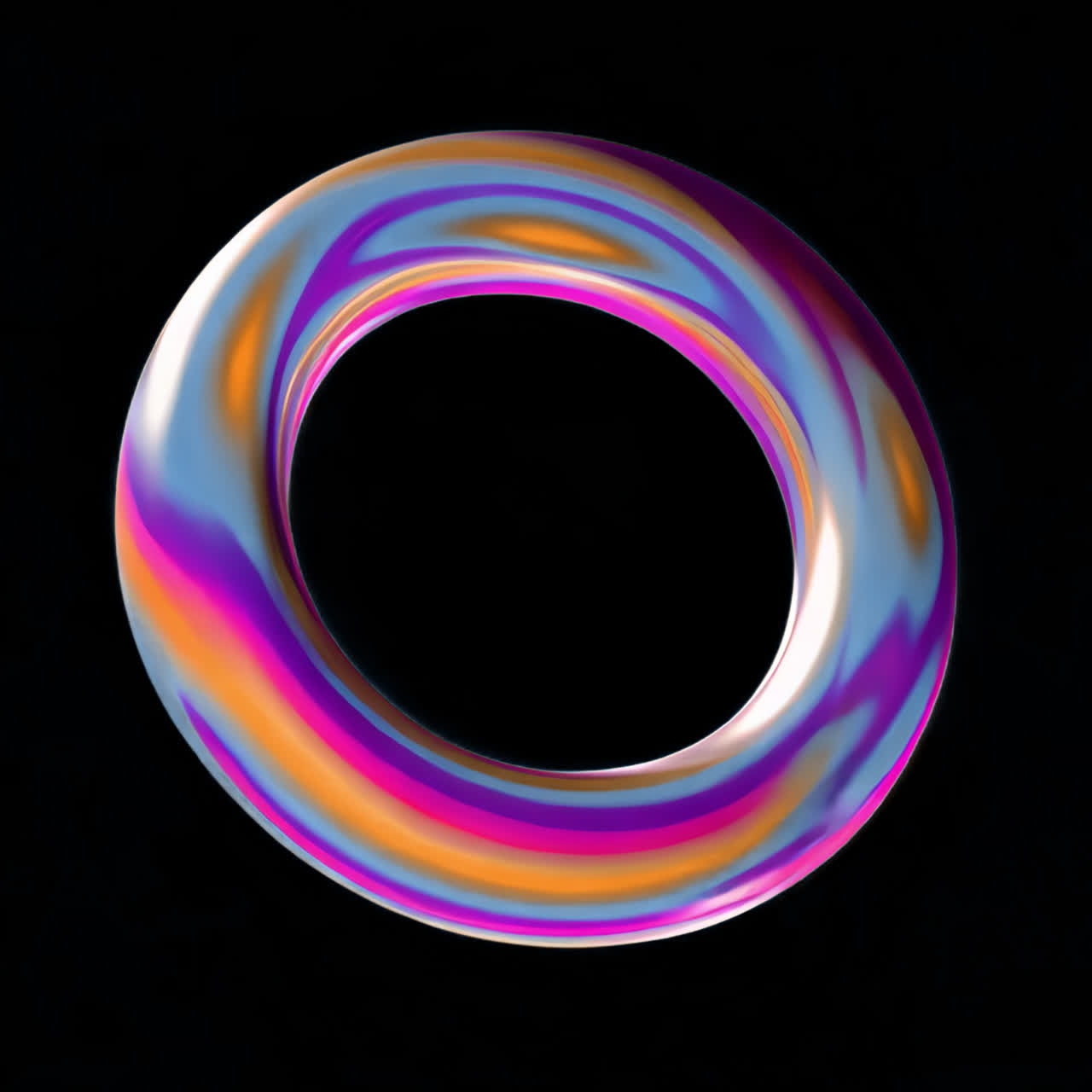 Colorful abstract 3D torus animation isolated asset, transparent 4K video, alpha channel, ProRes