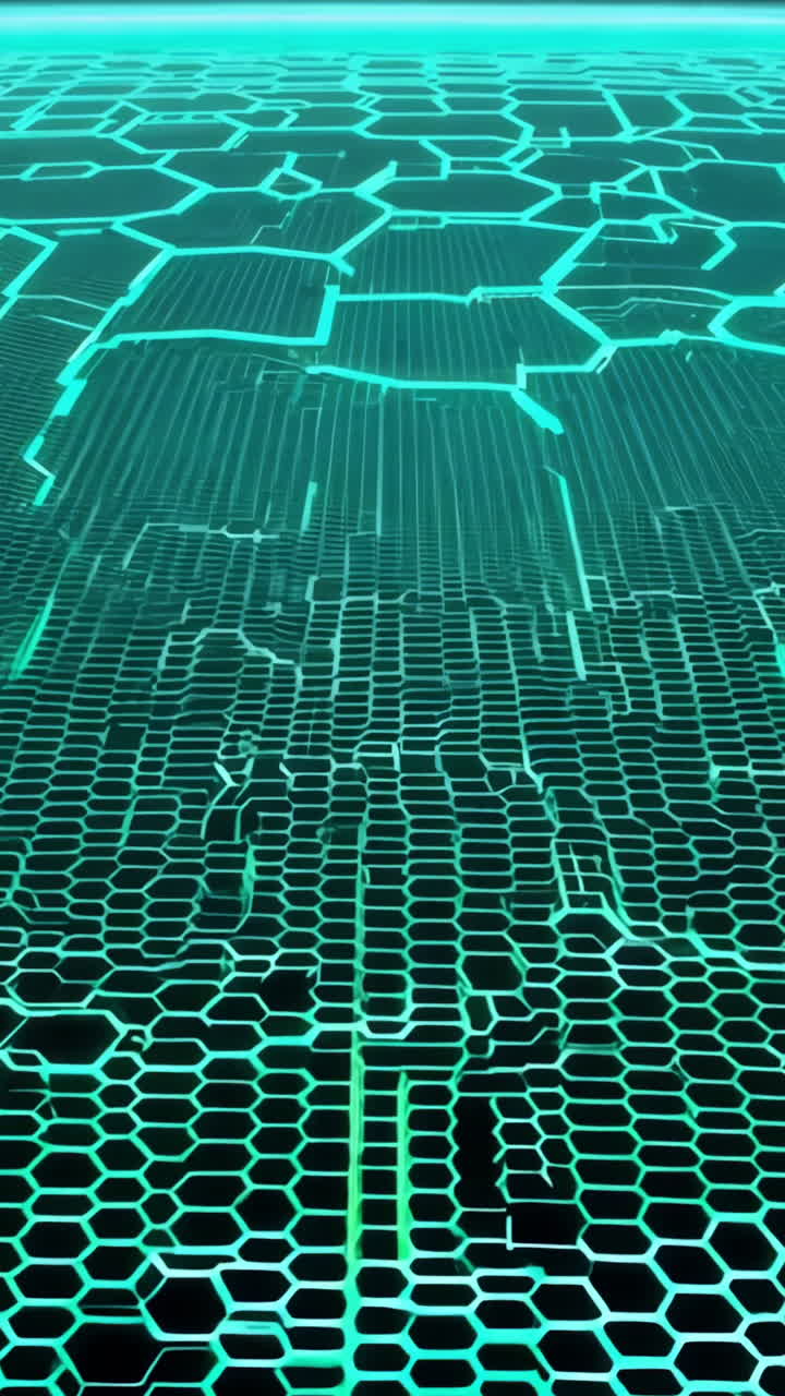 A close up of a pattern of hexagons in a blue color. The pattern is made up of small squares that are all the same size. The squares are arranged in a way that creates a sense of depth and movement