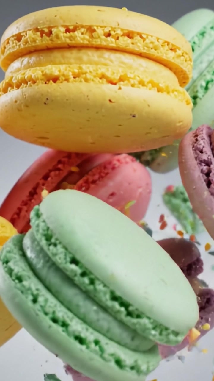 A Colorful Assortment of Macarons: Vibrant Treats Displayed in Various Shades, Showcasing Their Distinctive Textures and Flavors, Perfect for Dessert Lovers