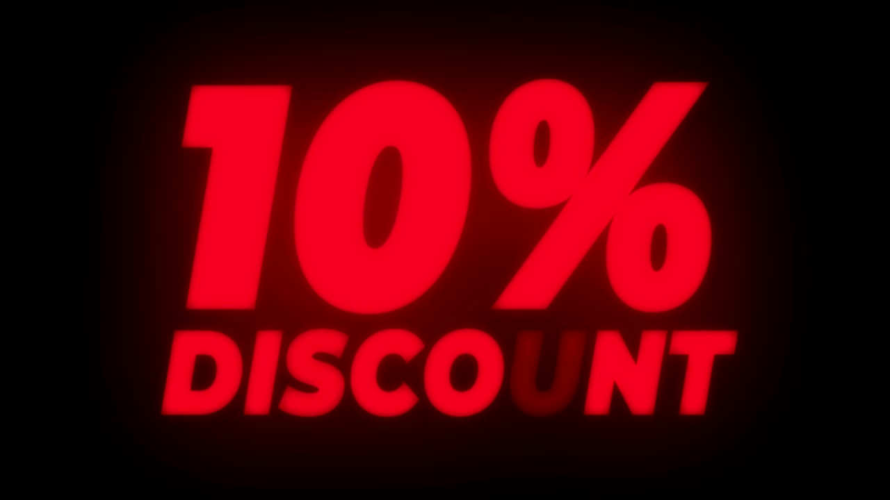 Loop Promozionale con Testo Sconto 10% e Display Sfarfallante