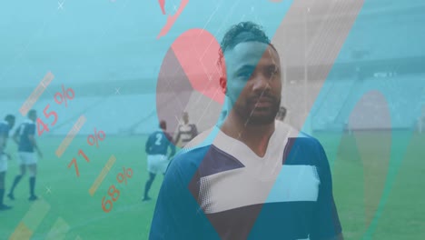 animation of statistics over rugby players