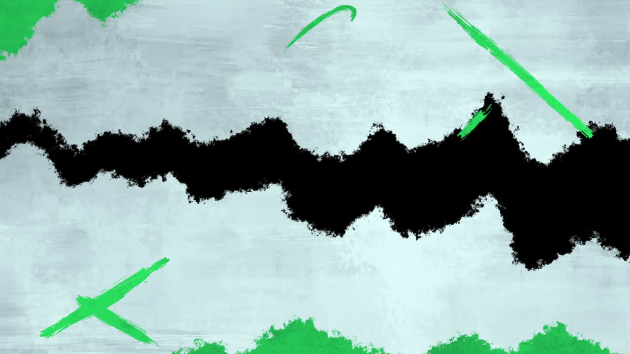 Animierter abstrakter Grunge-Hintergrund mit grünen und schwarzen Pinselstrichen