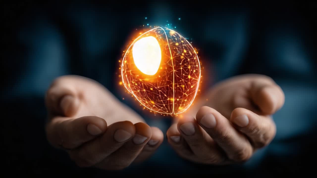 Eine visuelle Darstellung der Leber, die Gesundheit und Vitalität symbolisiert, vermittelt durch eine fesselnde Mischung aus Licht und Technologie in Händen.