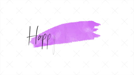 happy new year text with purple stroke brush on white gradient