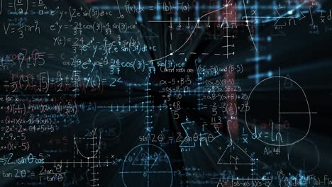 Mathematische-Gleichungen-Und-Diagramme-Schweben-Vor-Schwarzem-Hintergrund