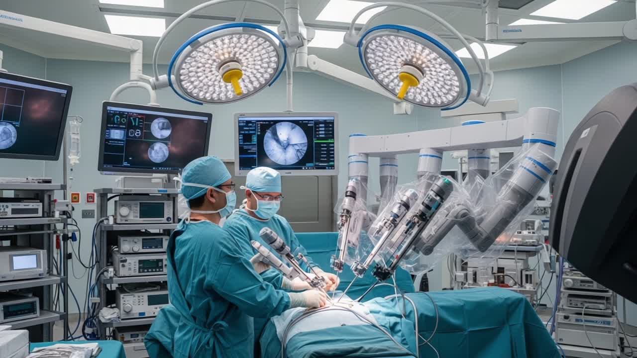 Surgical Innovation: Advanced Robotic Assistance in a Modern Operating Room for Precision Surgery and Enhanced Patient Outcomes