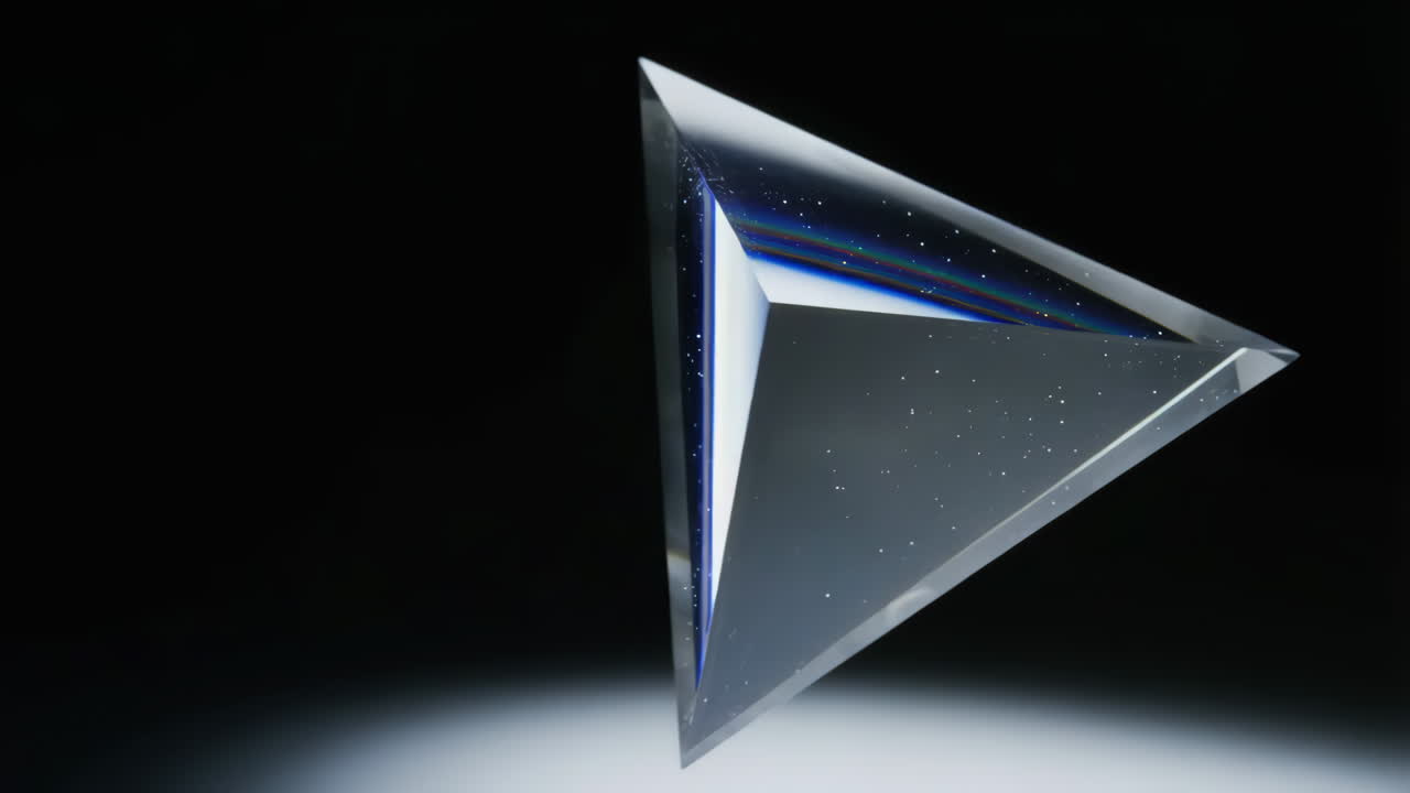 Abstract Prism with Light Refraction on Dark Background