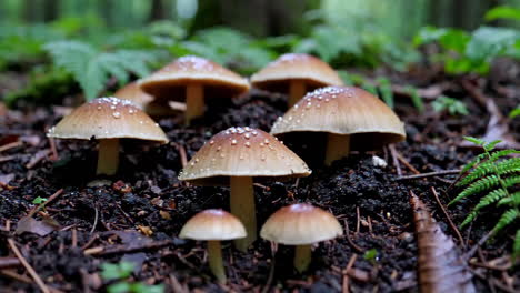 cluster of mushrooms in the forest