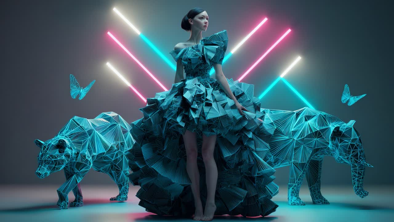 Futuristic fashion with neon and animals