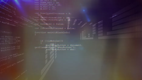 animation of computer data processing over glowing spots