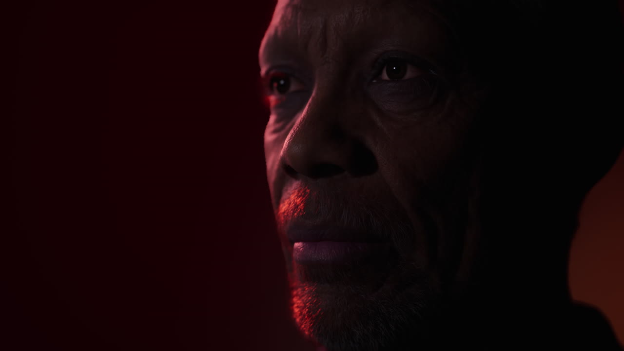 Close-up sad black male eyes