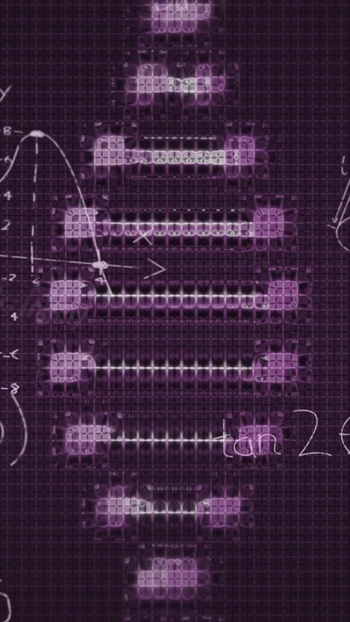 Animation of mathematical equations over dna strand on black background
