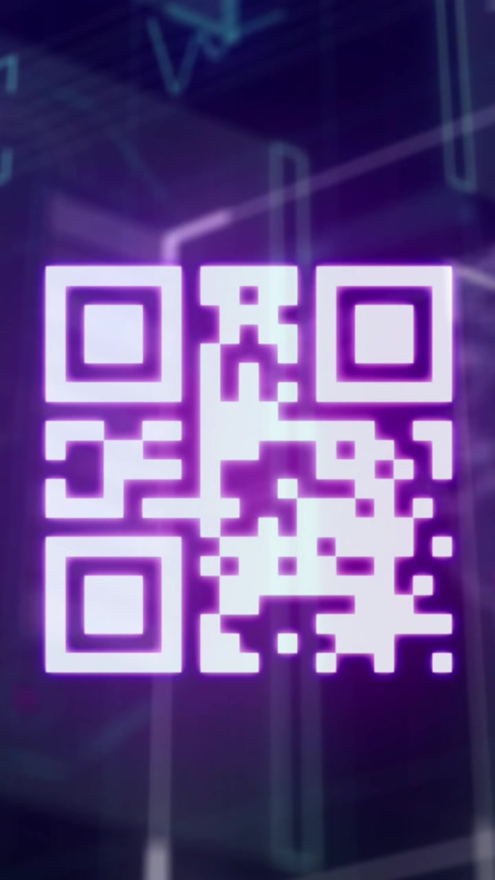 Animation of infographic data with hud with barcode, world map on digital interface