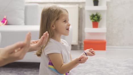 little girl prays to god.