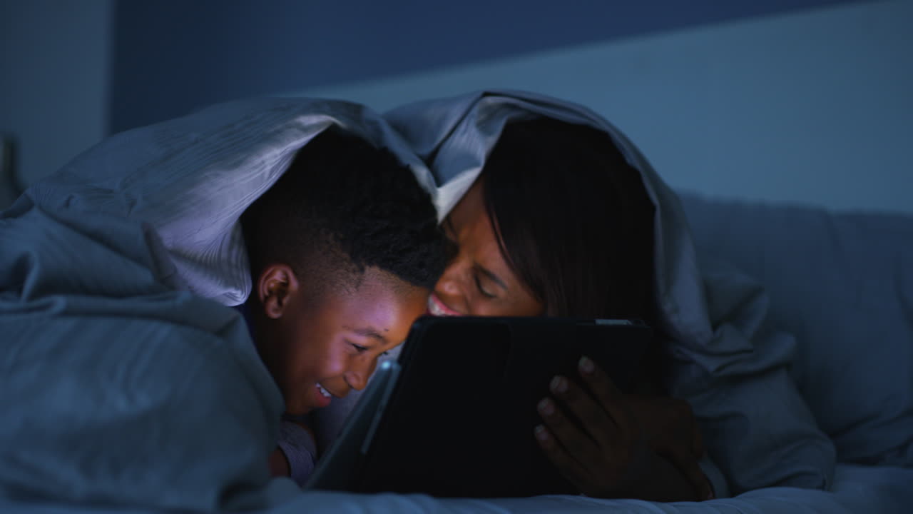 Digital bedtime stories for her little boy