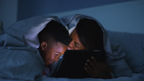 digital bedtime stories for her little boy