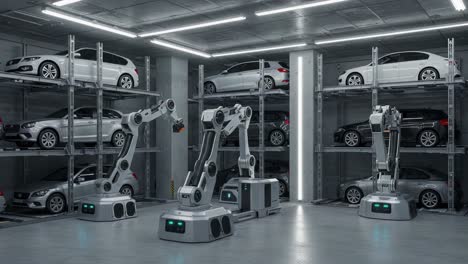 advanced robotics in an automated car storage facility: high-tech solutions for efficient vehicle management and storage operations