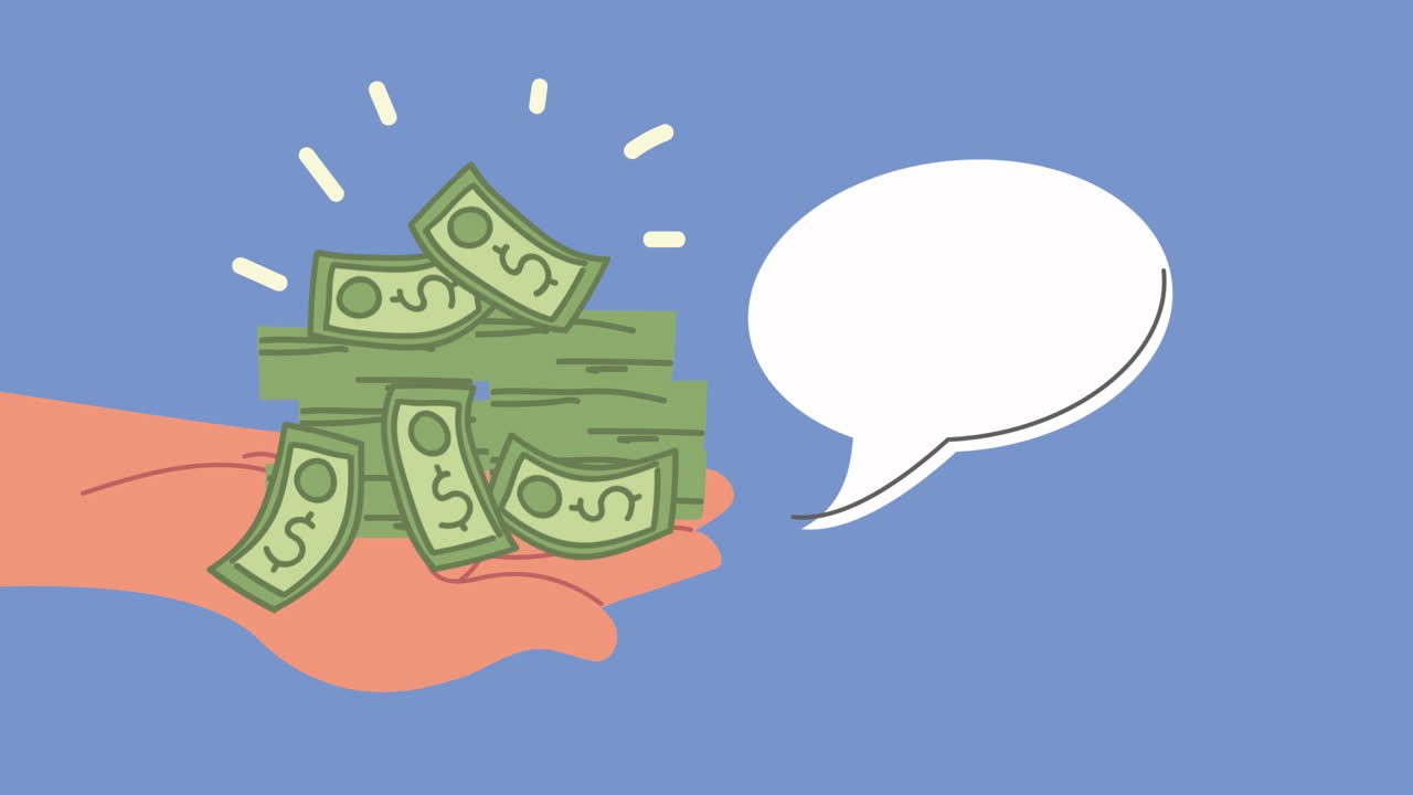 お金の積み重ねを握っている手