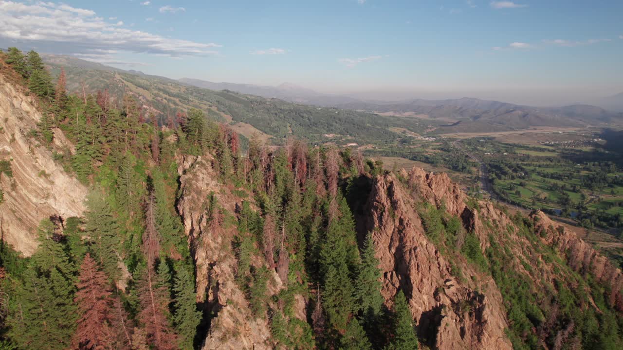 Nature aerial of Rocky Mountain Peaks in summer, Aspen, Colorado, 4K