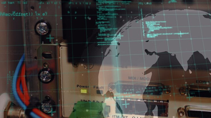 Animation of globe and data processing over server