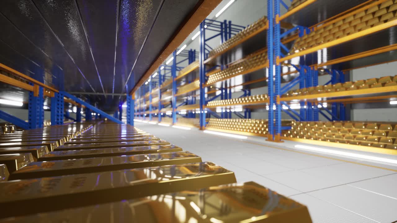 Animation Of Stacked Gold Bar, Gold Bullion Gold Bars Treasury Wealth Ingot Luxury Finance Goods Trading