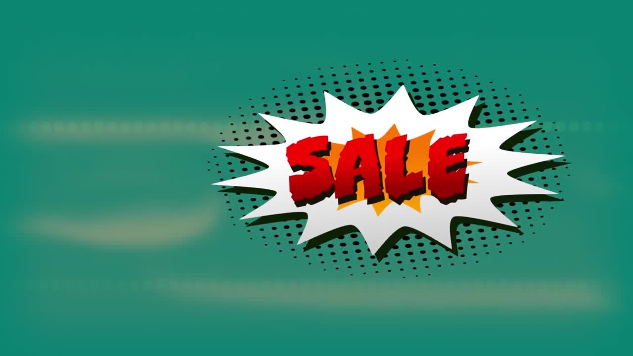 venta de texto sobre burbuja de discurso retro contra rastros de luz en fondo verde