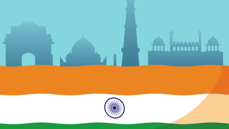 india independence day celebration with flag and monuments