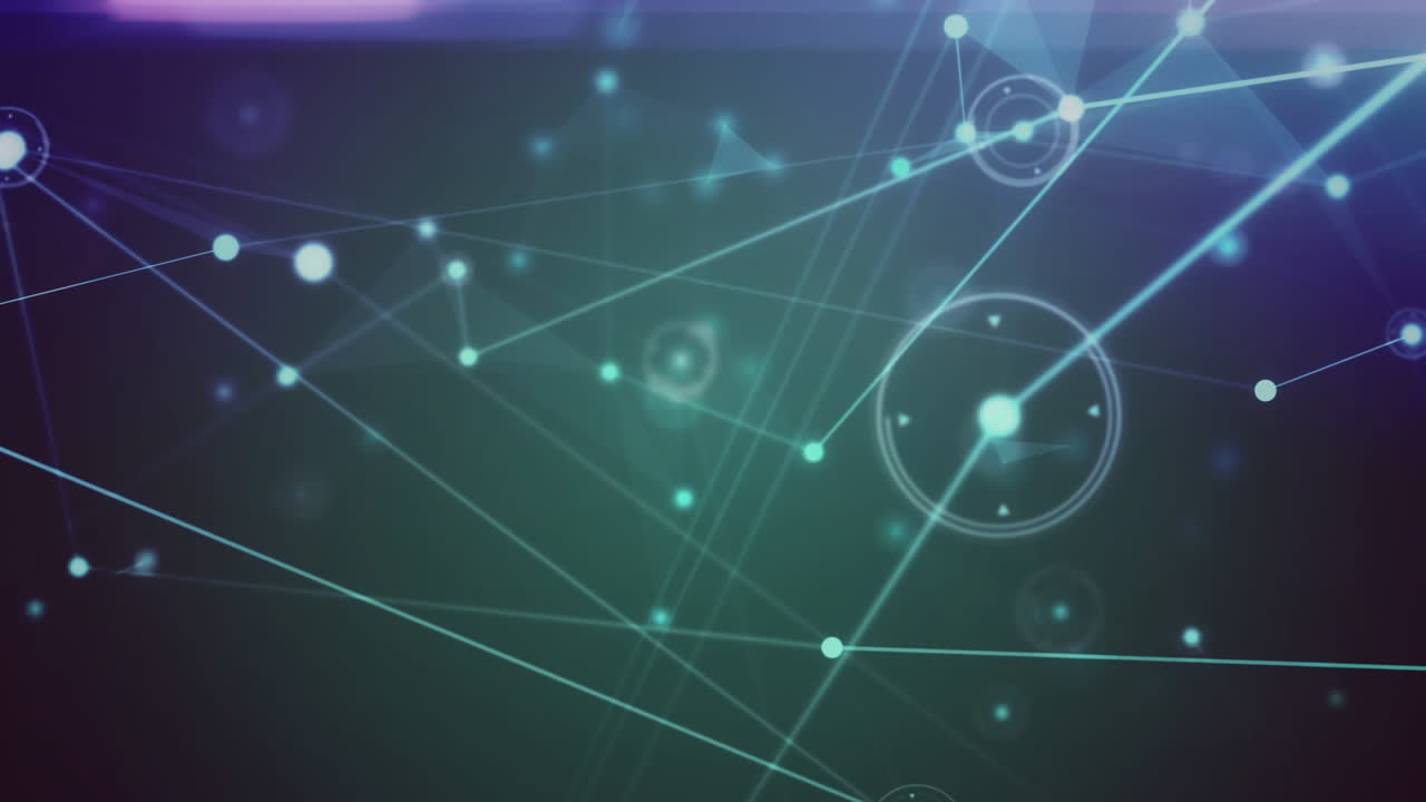 animación de una red de conexiones flotando contra un fondo verde.