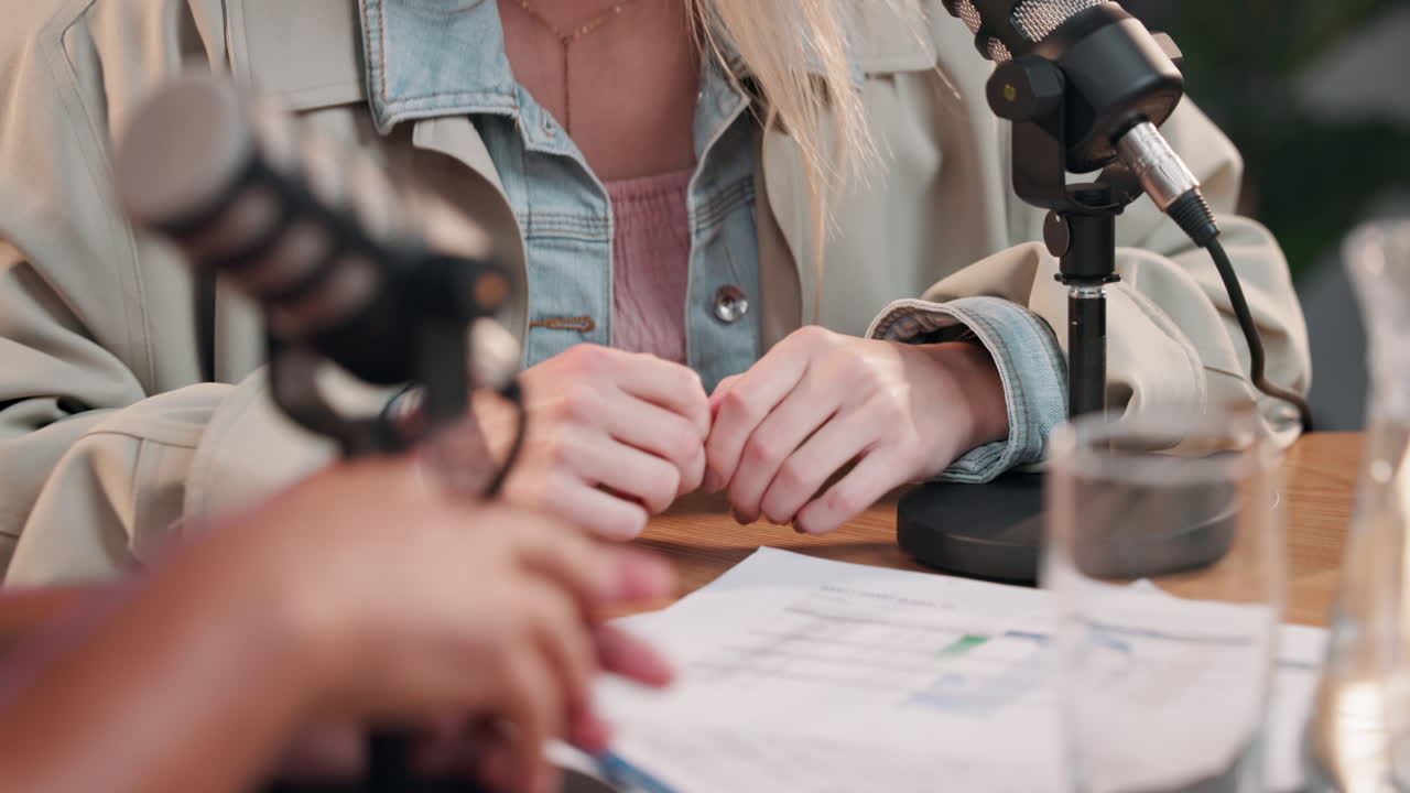 Podcast recording with microphones
