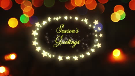 seasons greetings in a glowing frame