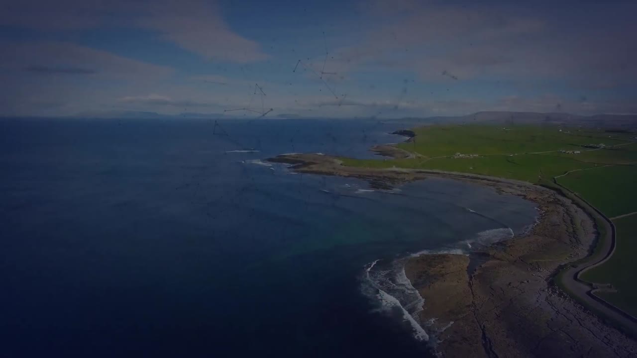 animación de la red de conexiones sobre el paisaje marino