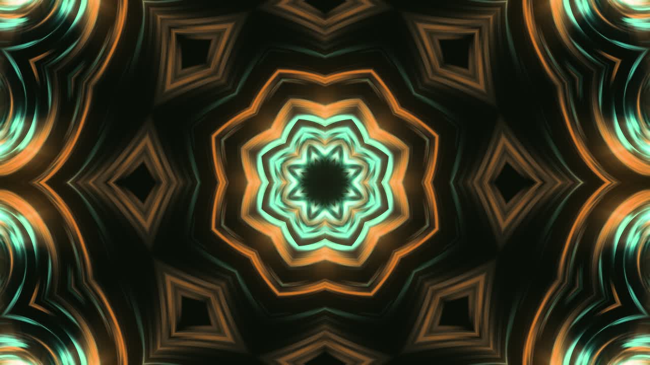 Motivi caleidoscopici al neon a forma di fiore - Loop senza interruzioni.