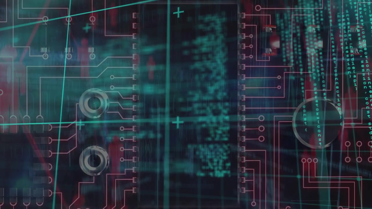 Animation of data processing and server room