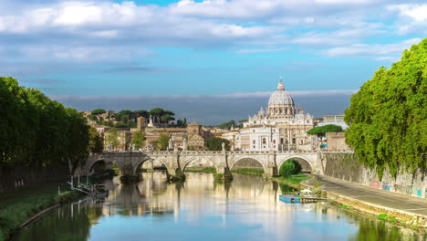 time lapse of rome skyline with st peter basilica