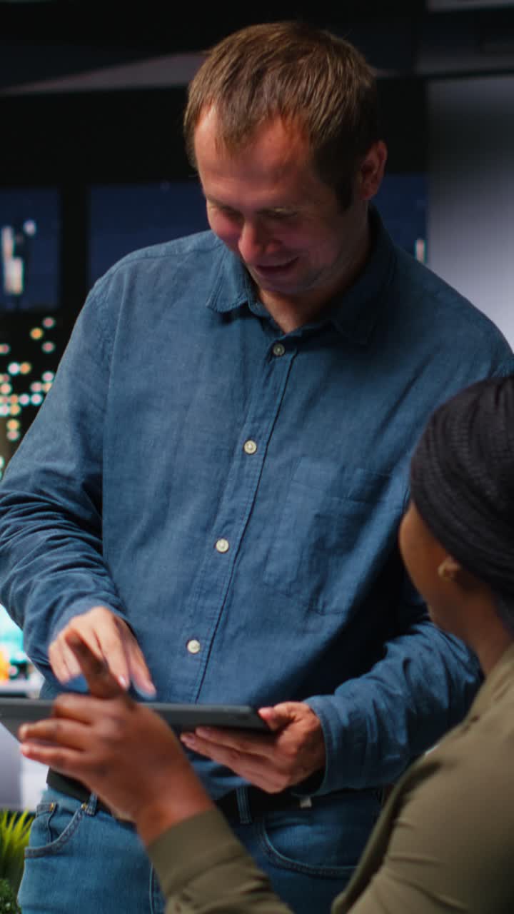 Vertical Video Multiethnic retouching team using neural networks for editing content