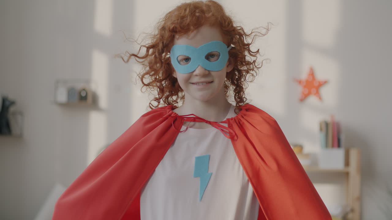 Young Girl in Superhero Costume