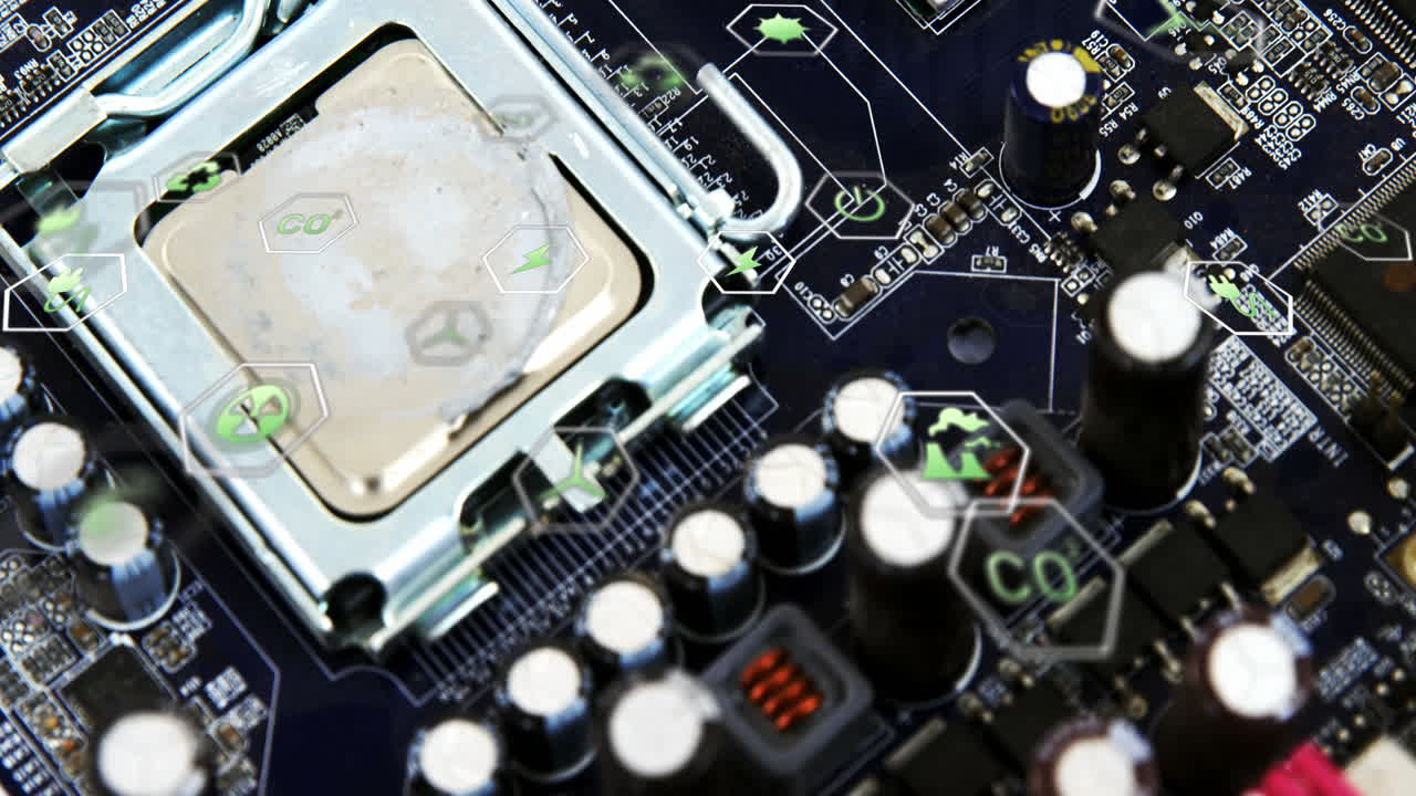 Animation of data processing over circuit board