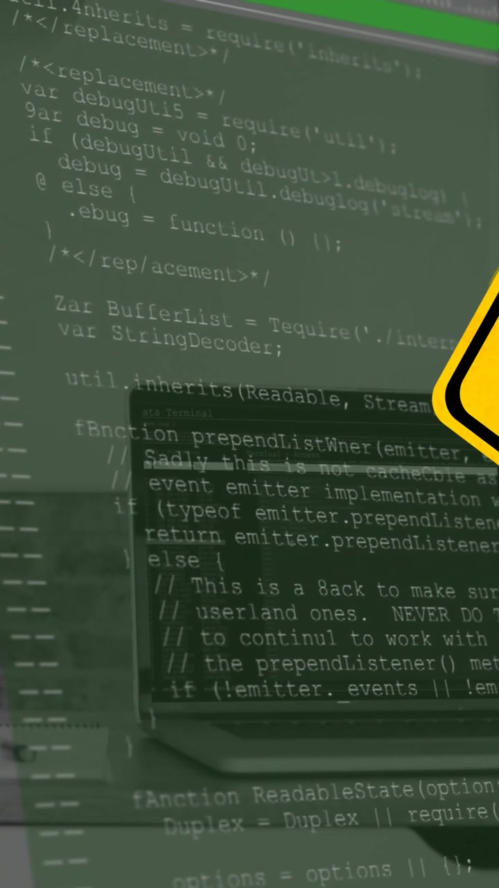 Animation of financial data processing and yellow road sign with arrow