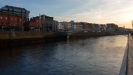 beautiful river walk at river liffey in dublin