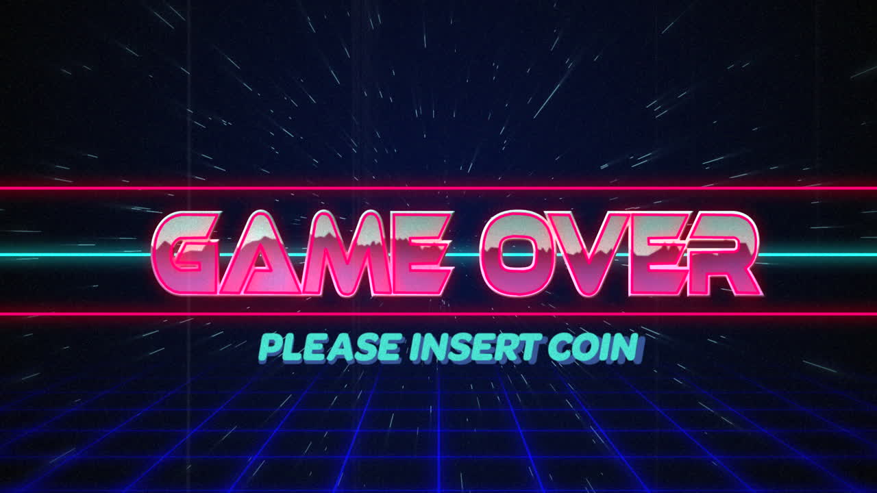 juego retro sobre texto fallo sobre líneas azules y rojas en efecto hiperespacio blanco