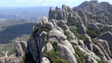 aerial views of montserrat mountain range in catalonia