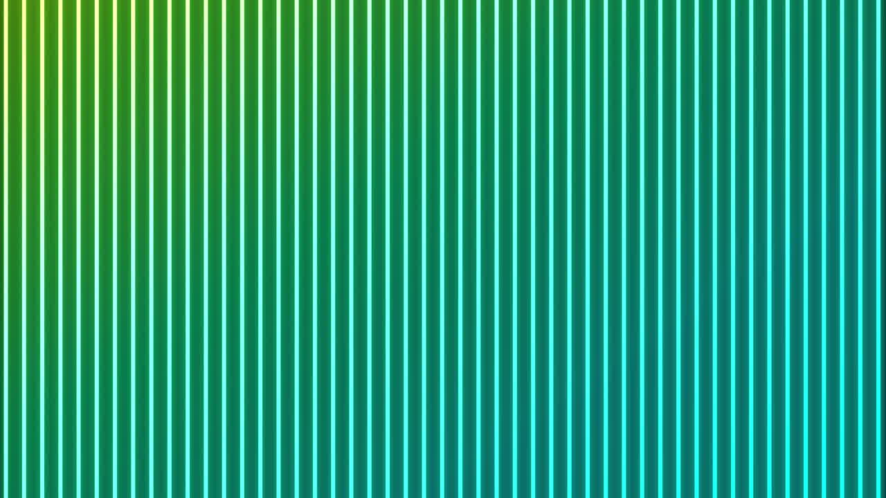 animación de líneas verticales brillantes de neón de verde a azul sobre un fondo negro